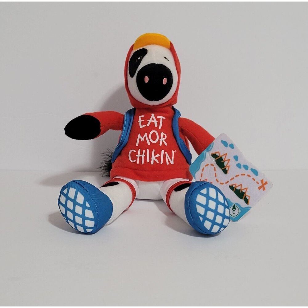 Chick-fil-A Cow 9" Plush Summer Traveler/Hiker Red Hoodie "Eat Mor Chikin" 2023
